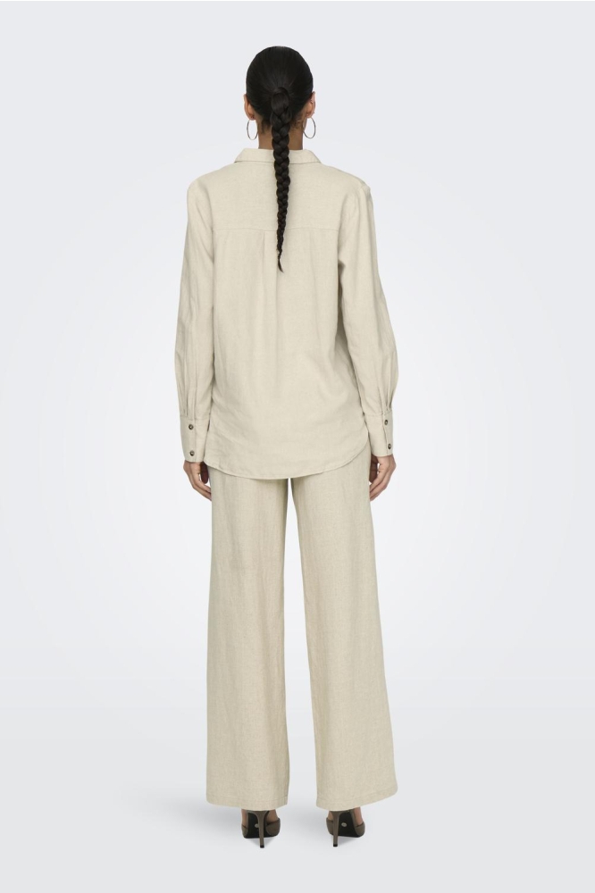 JDYSAY L/S LINEN LOOSE SHIRT WVN NO 15318364 Oatmeal/MELANGE